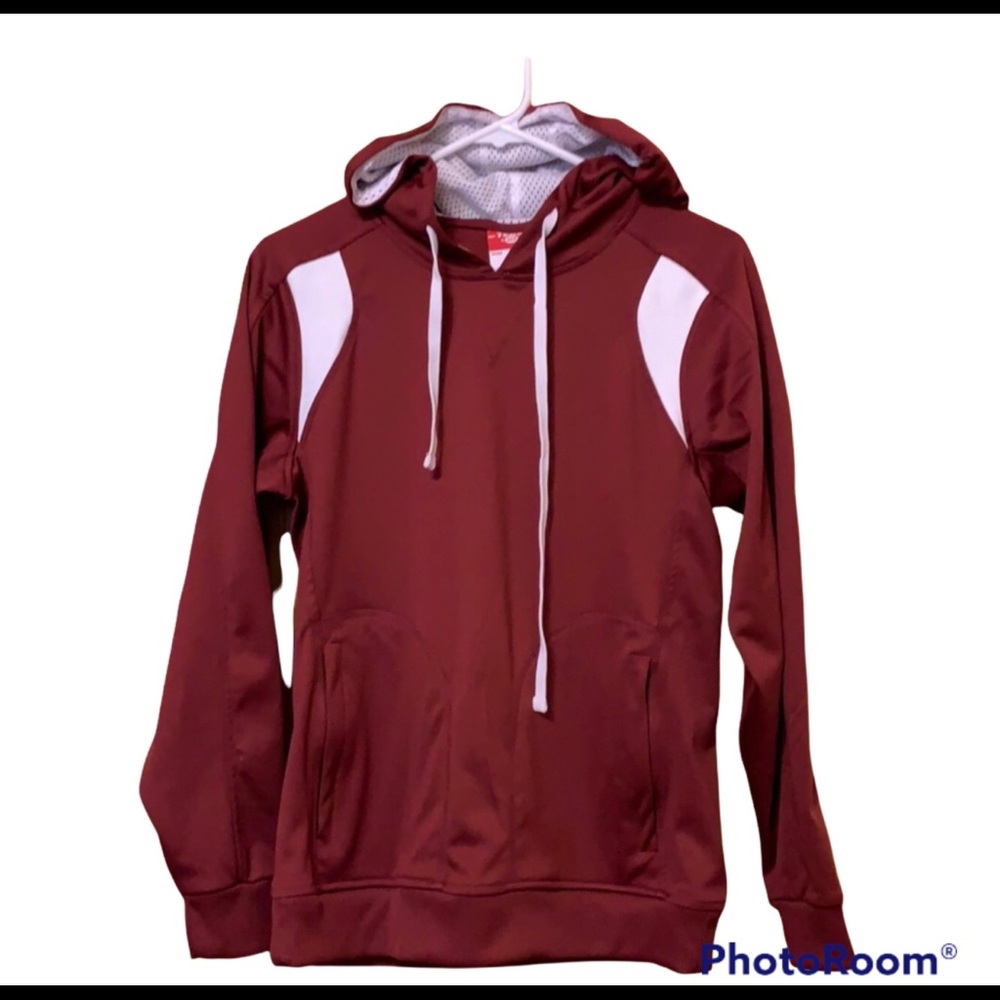 Team 365 Maroon/White Lightweight Hoodie Sz L